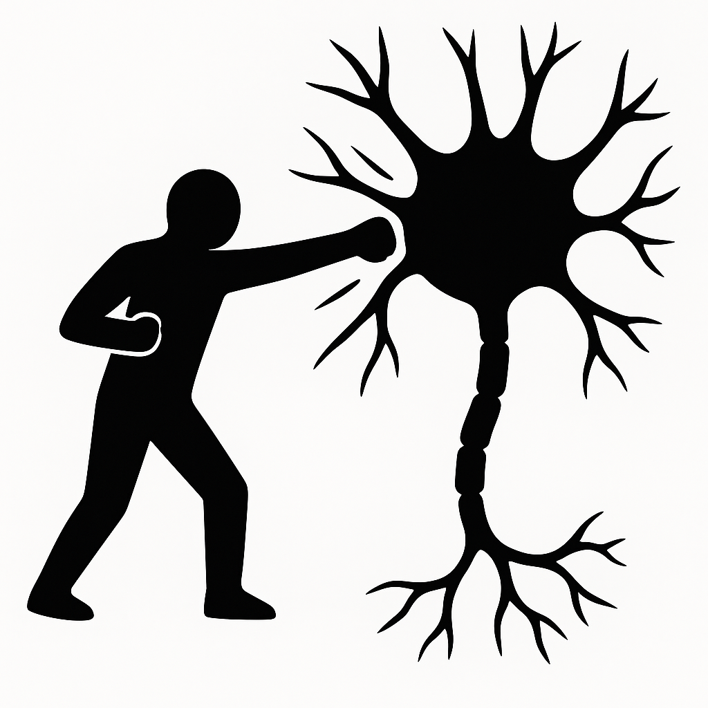 Human punching a nerve illustration
